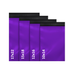 Purple mailing bags assorted pack of 100 in sizes 10x14, 12x16, 15x18 and 17x22 for postage and packaging