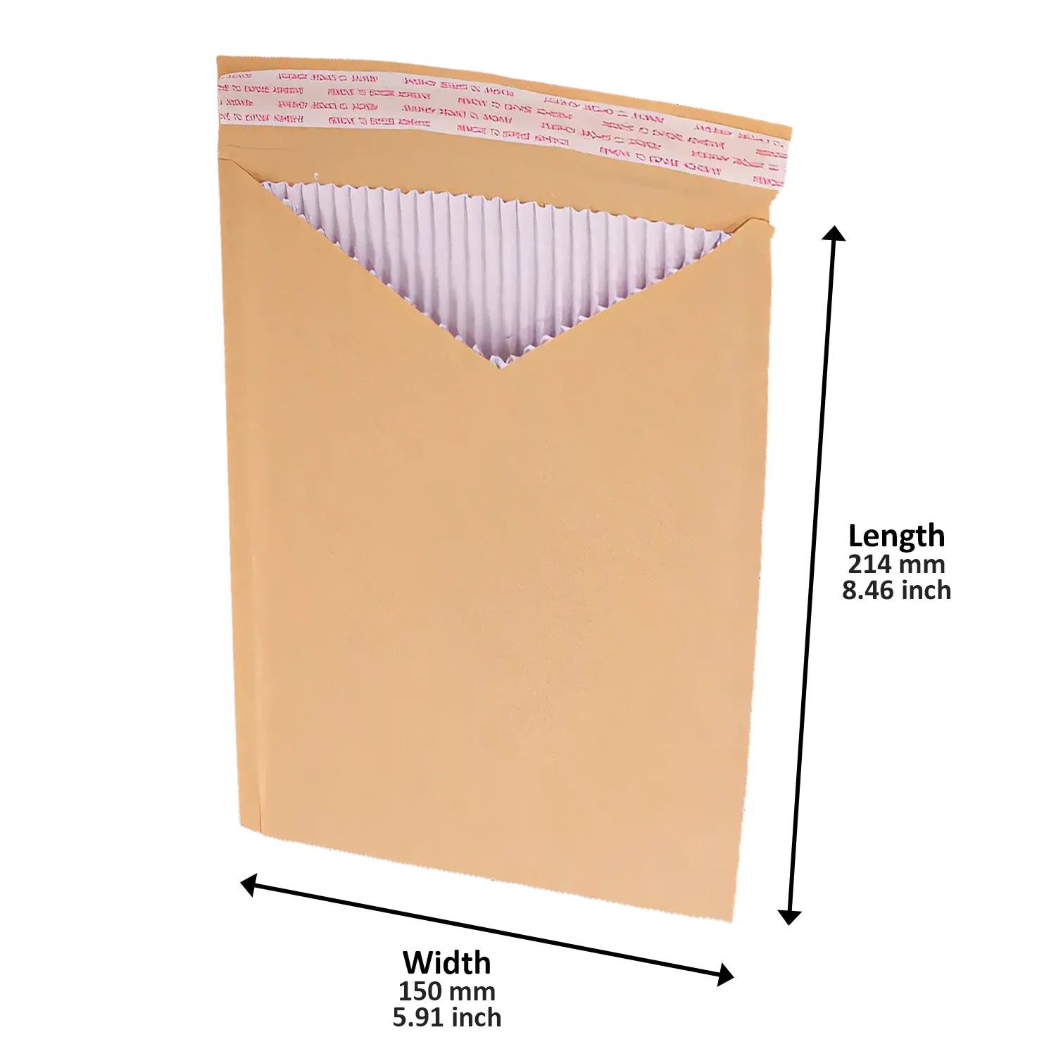 Brown Corrugated Cardboard Envelopes - 5.91x8.46 Inch - Pack of 100