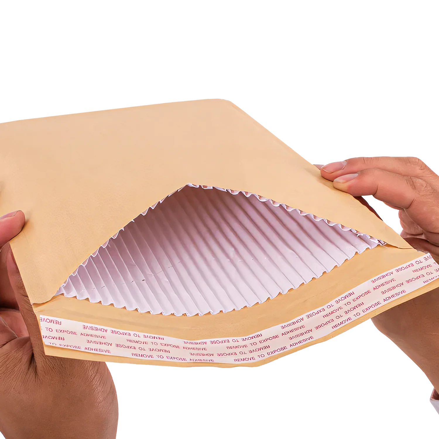 Corrugated envelope with protective kraft paper lining