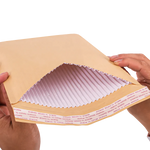 Corrugated envelope with protective kraft paper lining