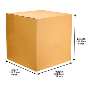 Large Cardboard Box for Moving or Storage - 12x9x6 Inch - Pack of 15