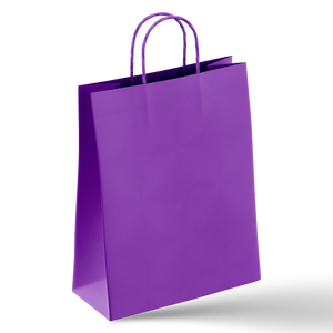 purple paper bags with handles