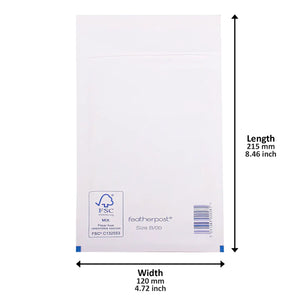 White Padded Bubble Envelopes - 120x215mm - Pack of 200