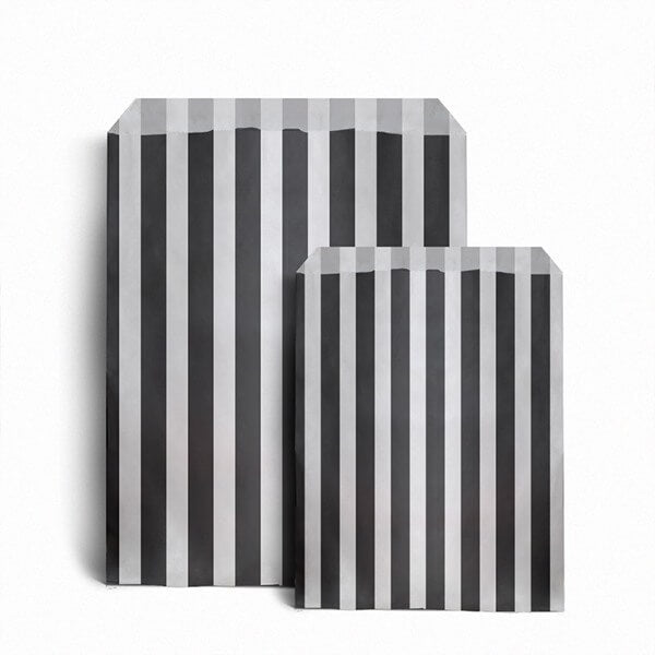 Black Candy Stripe Paper Bags