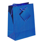 Small Blue Holographic Gift Bags with Corded Handles